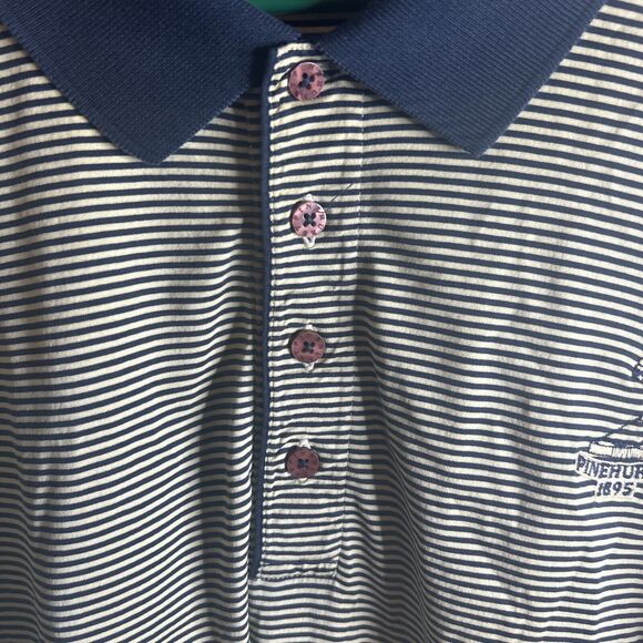 Peter Millar Golf Polo Pinehurst Collection L Blue & White - Picture 8 of 15